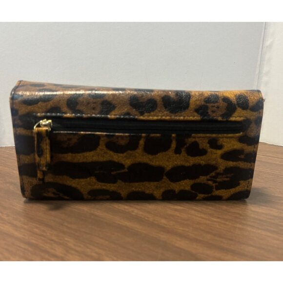 Leopard Print Safe Keeper Wallet Trifold Clutch Style Card Slots & ID Holder - Picture 4 of 14